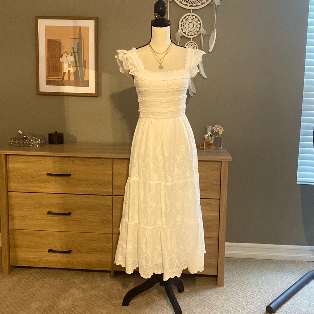 White maxi dress.